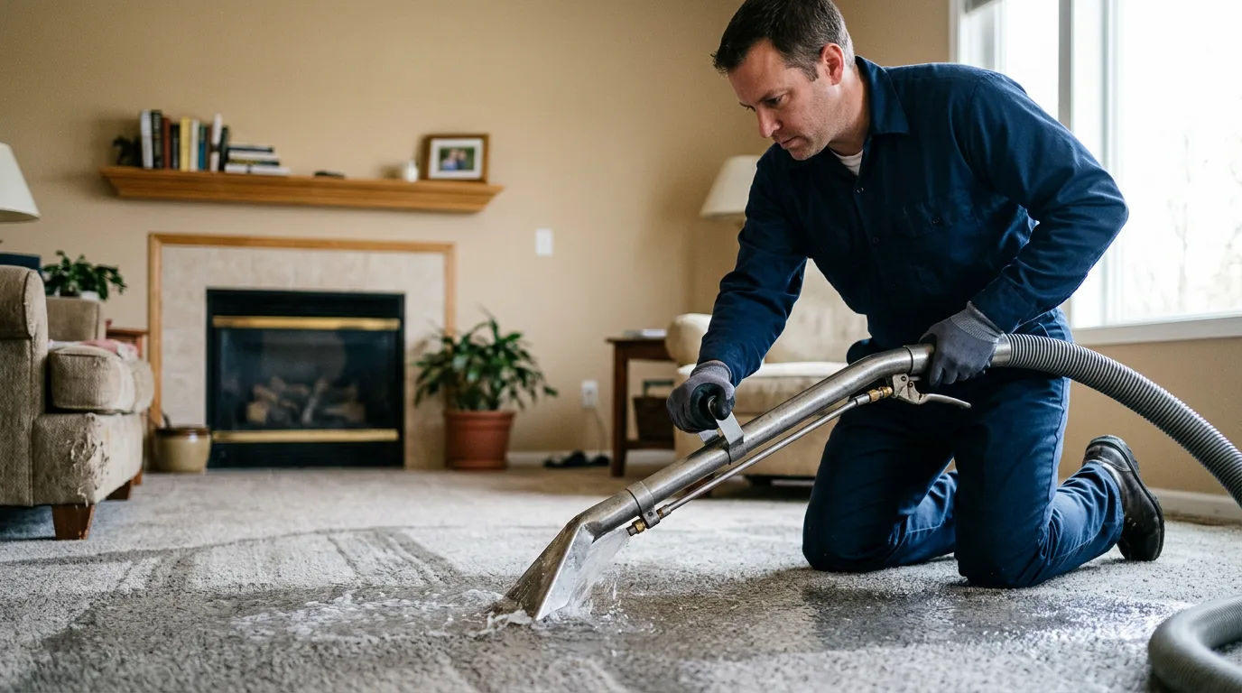 Water damage restoration technician working near Duncombe, IA